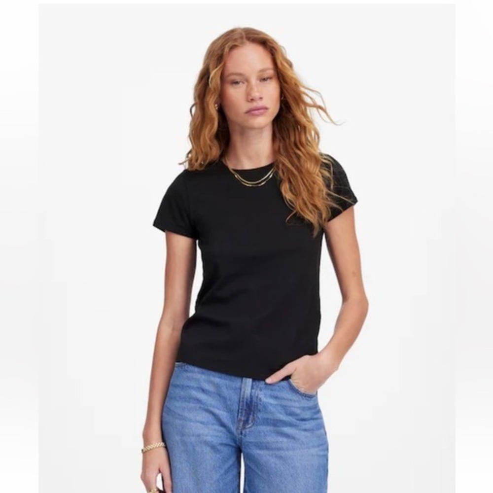 Madewell Essential Slim Lightweight‎ Cotton Tee Jet Black Sz Medium NWT